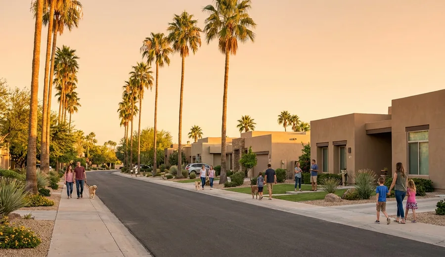 Modern neighborhood with clean streets and new construction homes